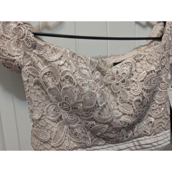 Sequin Heart Floral Lace Off The Shoulder Soft Pink Dress Formal Cocktail Size 5 - Picture 6 of 12